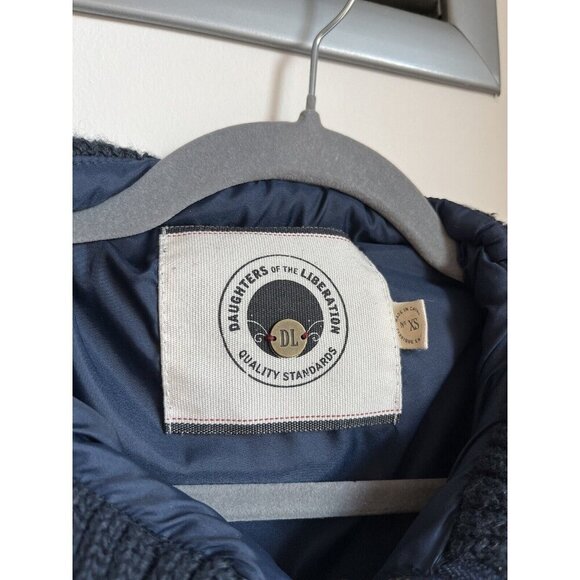 Anthropologie Daughters Of The Liberation Puffer Jacket XS Navy Fold Over XS - Picture 6 of 10